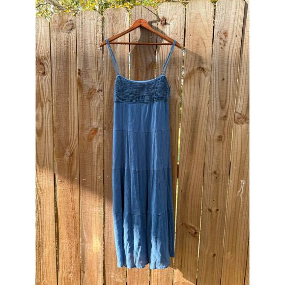 Strappy Shirred Maxi Dress – Deep Sky Blue - Picture 3 of 8